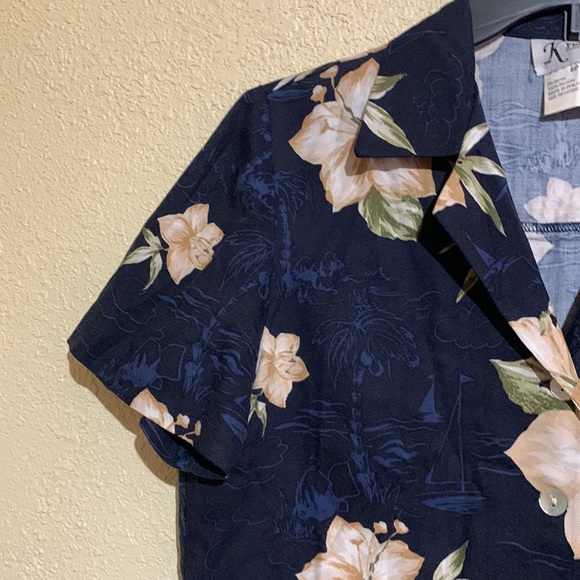 K Petite 2 pc Dress with Top Navy Blue Cream Floral Size 6P 100% Rayon - Picture 11 of 16